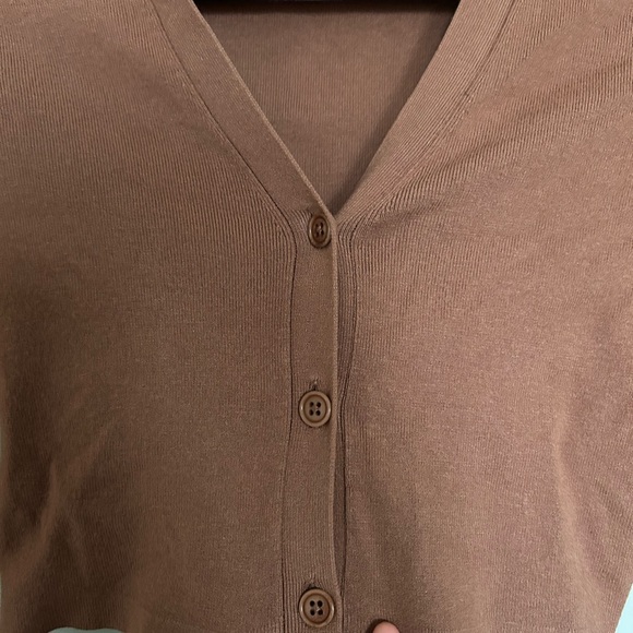 Aritzia Sunday Best Rust Brown Cropped Long Sleeve Cardigan - Picture 3 of 5